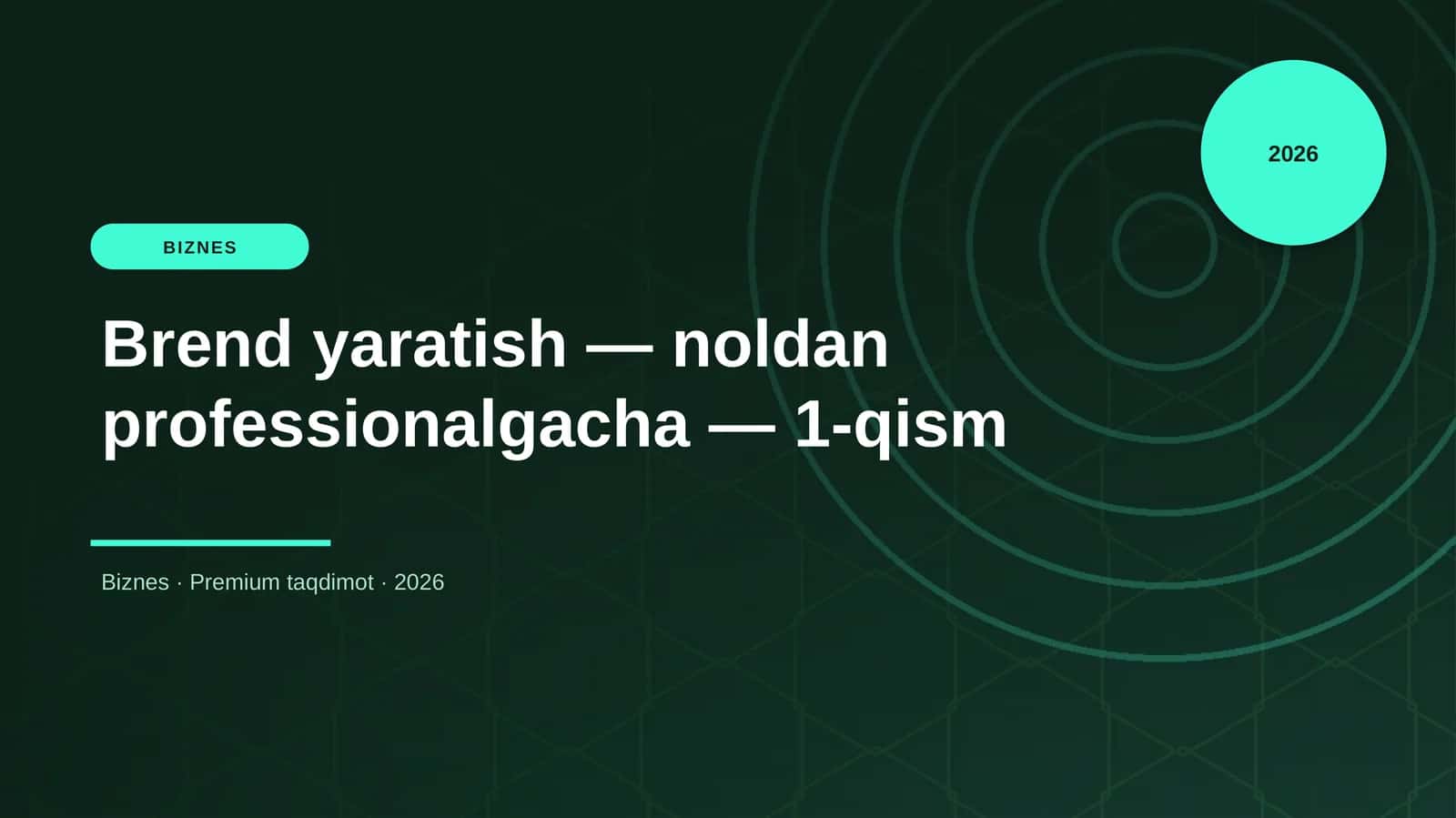 Brend yaratish — noldan professionalgacha — 1-qism