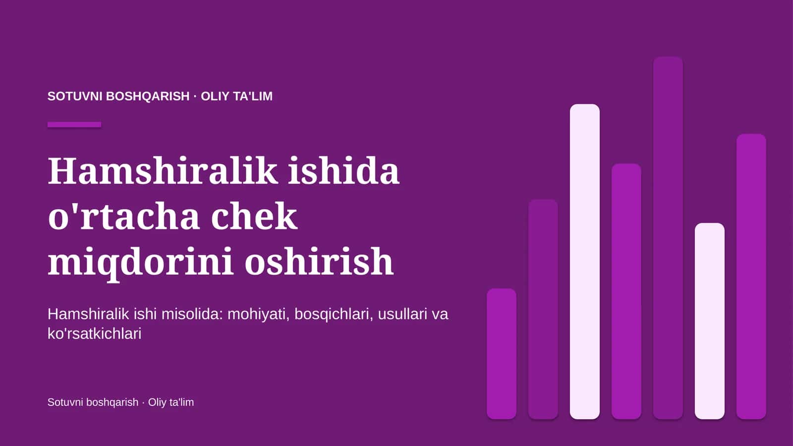 Hamshiralik ishida o'rtacha chek miqdorini oshirish