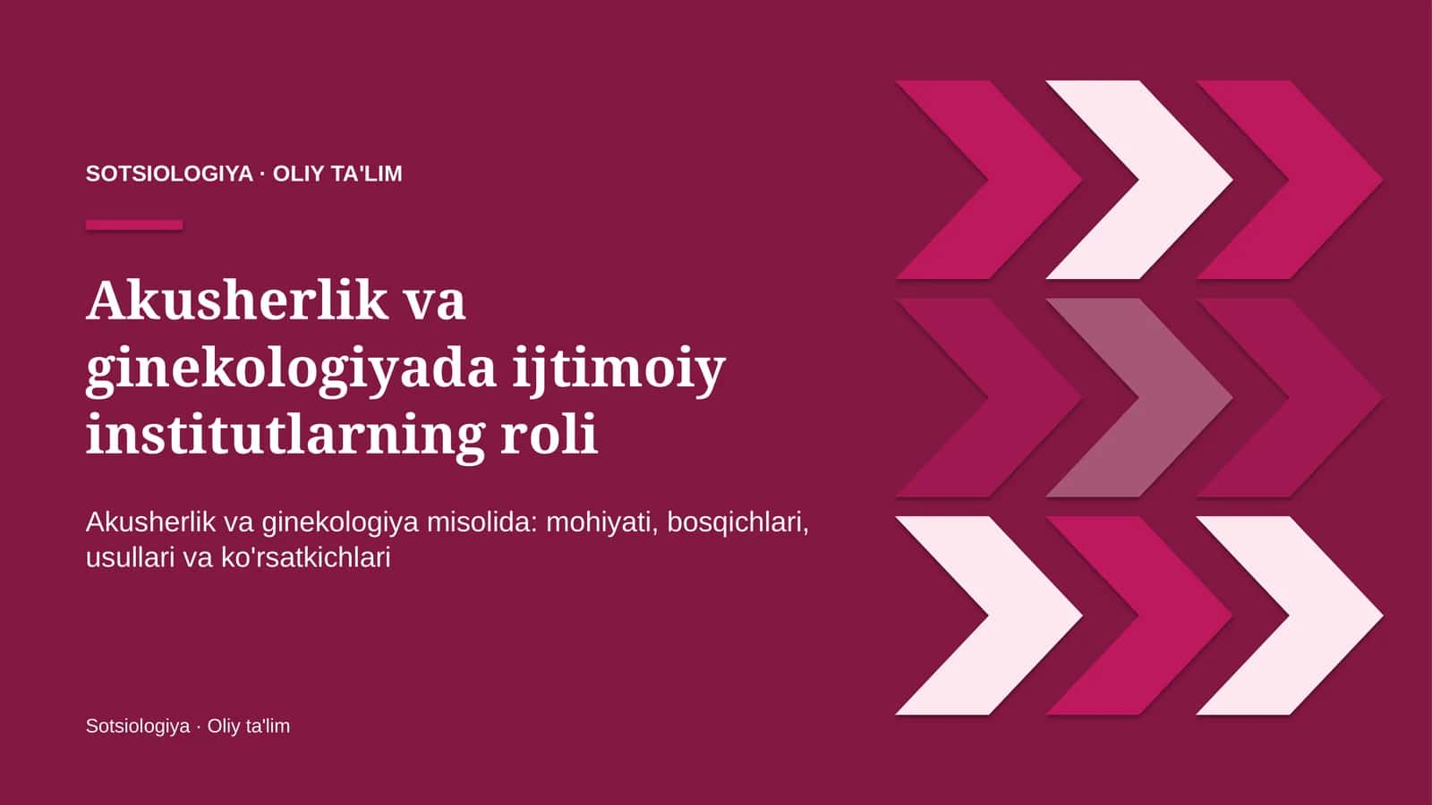 Akusherlik va ginekologiyada ijtimoiy institutlarning roli