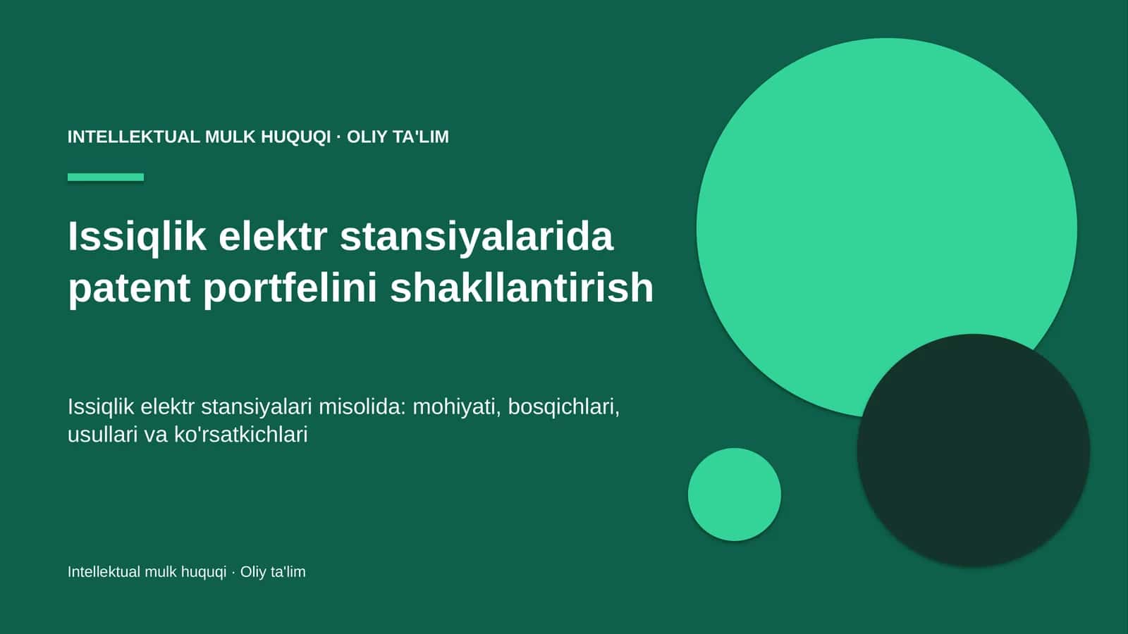 Issiqlik elektr stansiyalarida patent portfelini shakllantirish