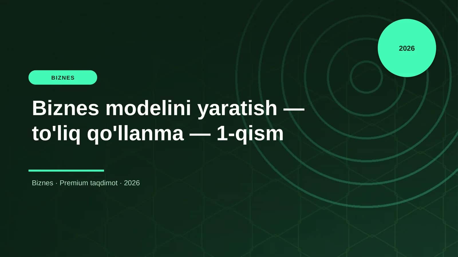 Biznes modelini yaratish — to'liq qo'llanma — 1-qism