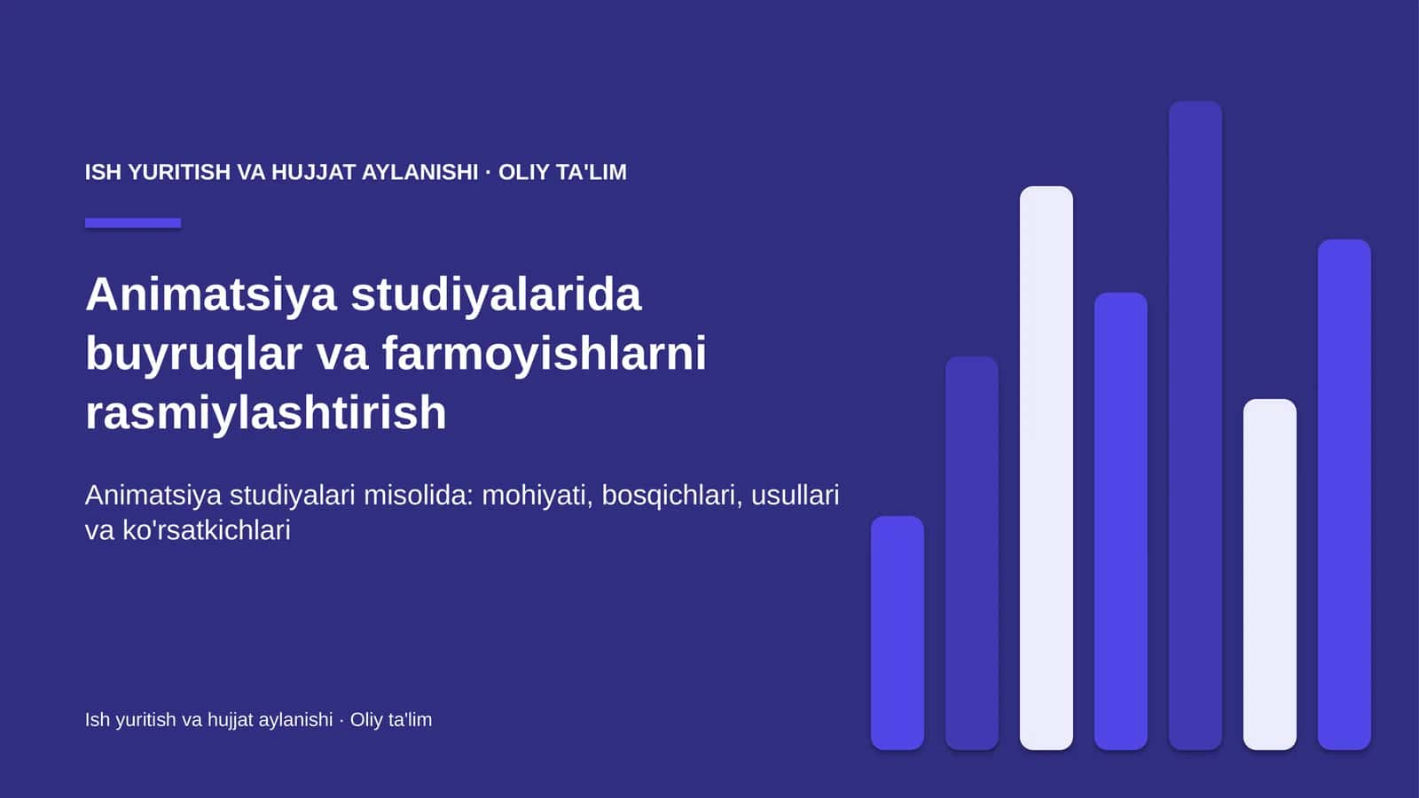 Animatsiya studiyalarida buyruqlar va farmoyishlarni rasmiylashtirish