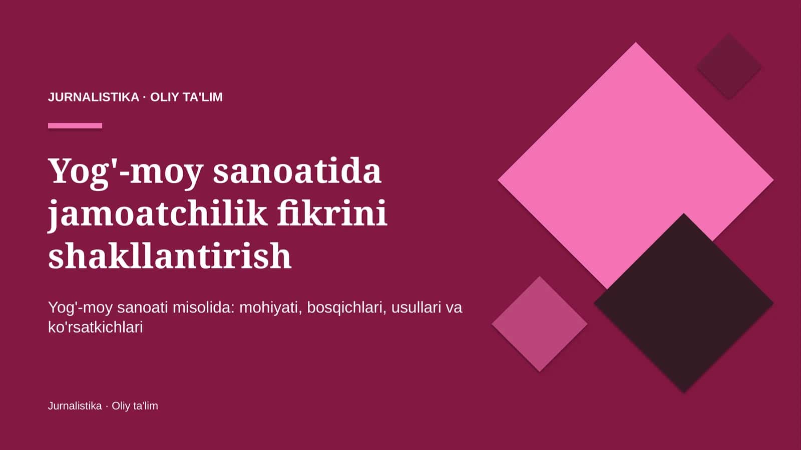 Yog'-moy sanoatida jamoatchilik fikrini shakllantirish