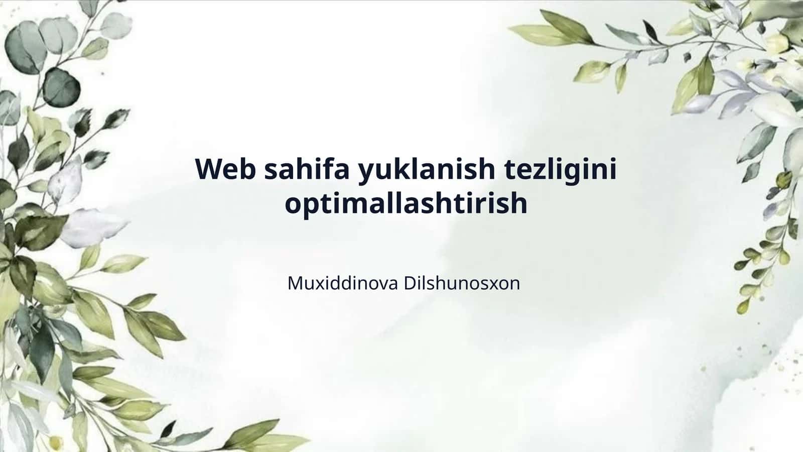 Web sahifa yuklanish tezligini optimallashtirish