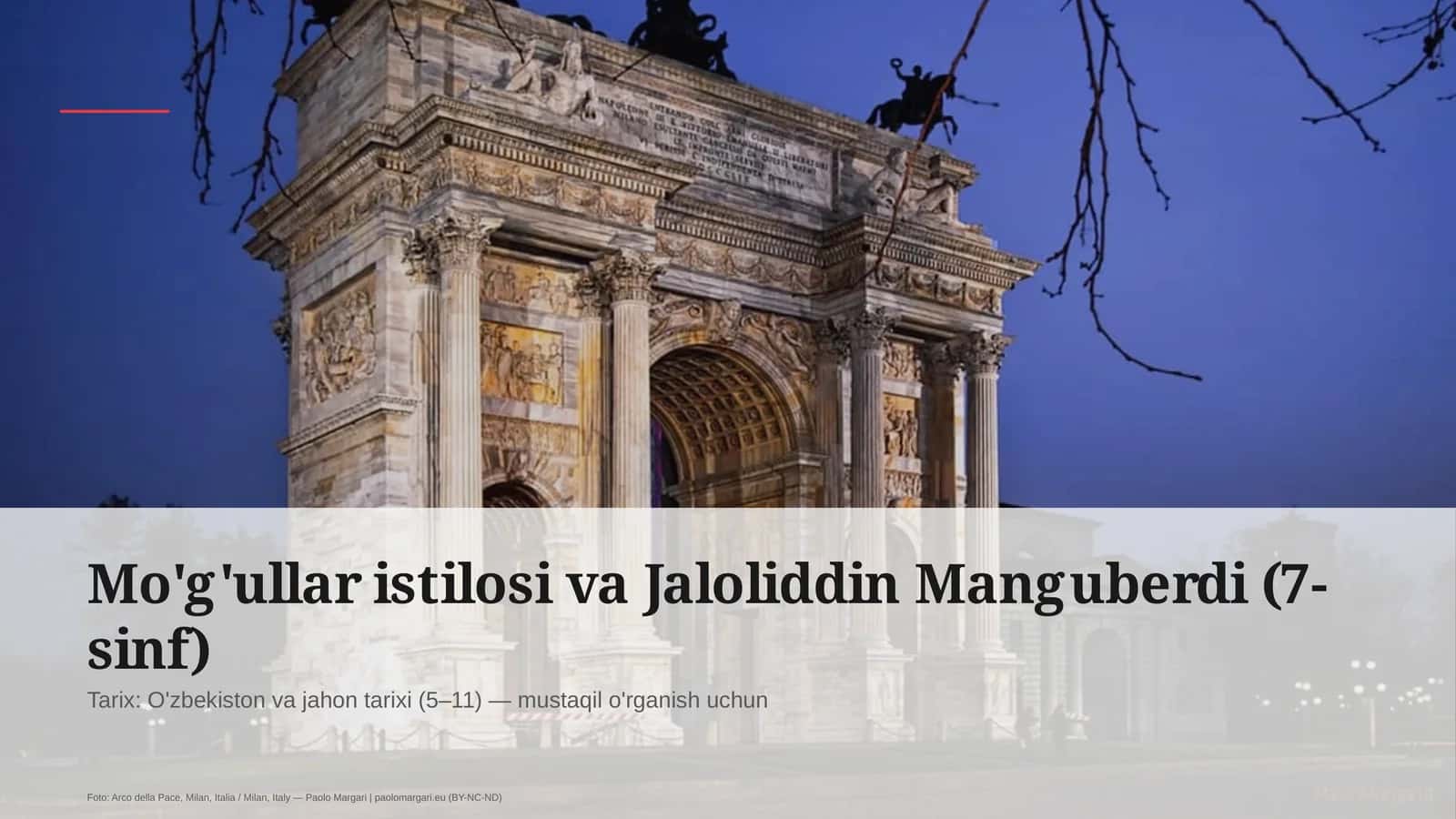 Mo'g'ullar istilosi va Jaloliddin Manguberdi (7-sinf)