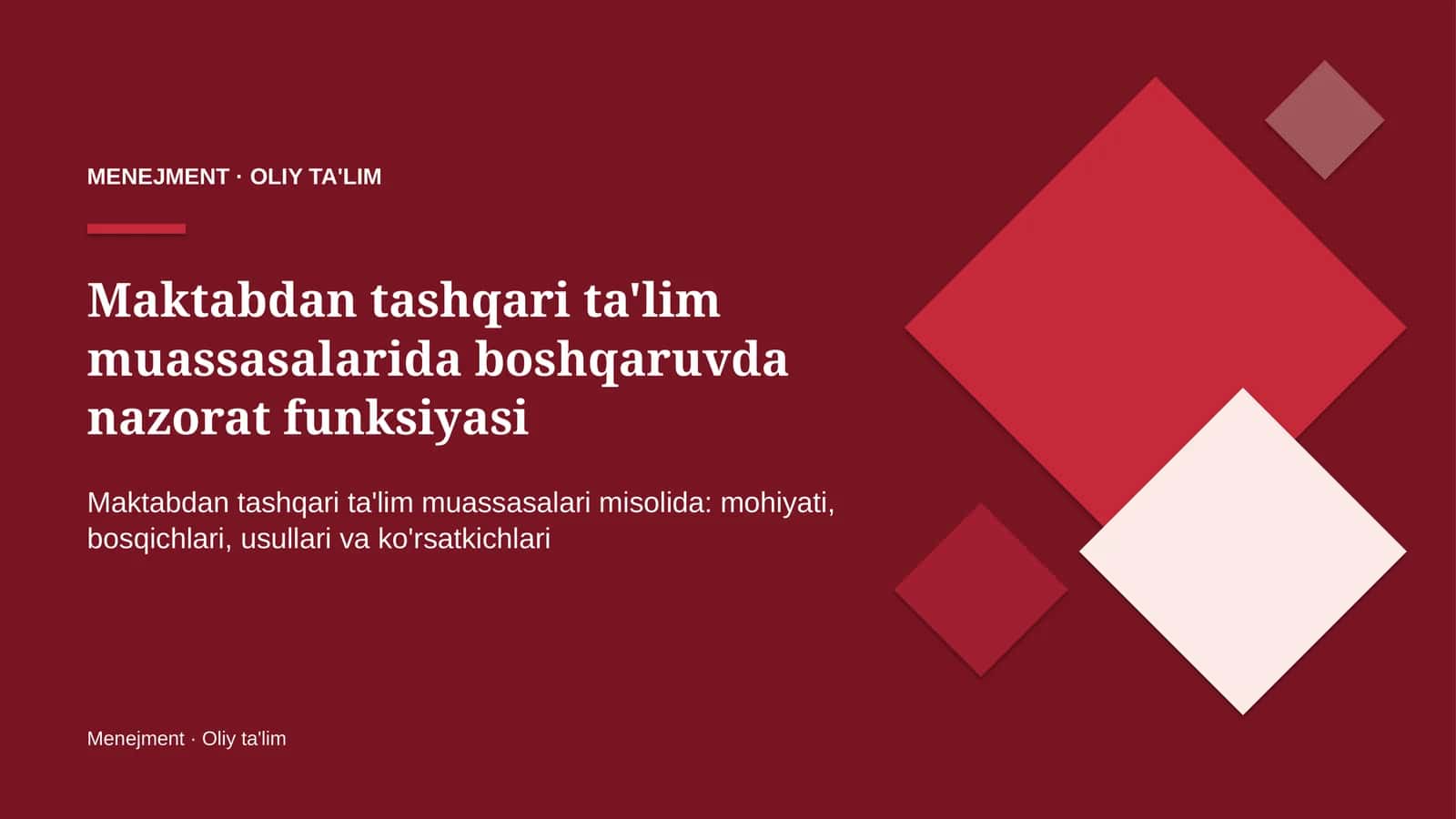 maktabdan tashqari ta'lim muassasalarida boshqaruvda nazorat funksiyasi 9535