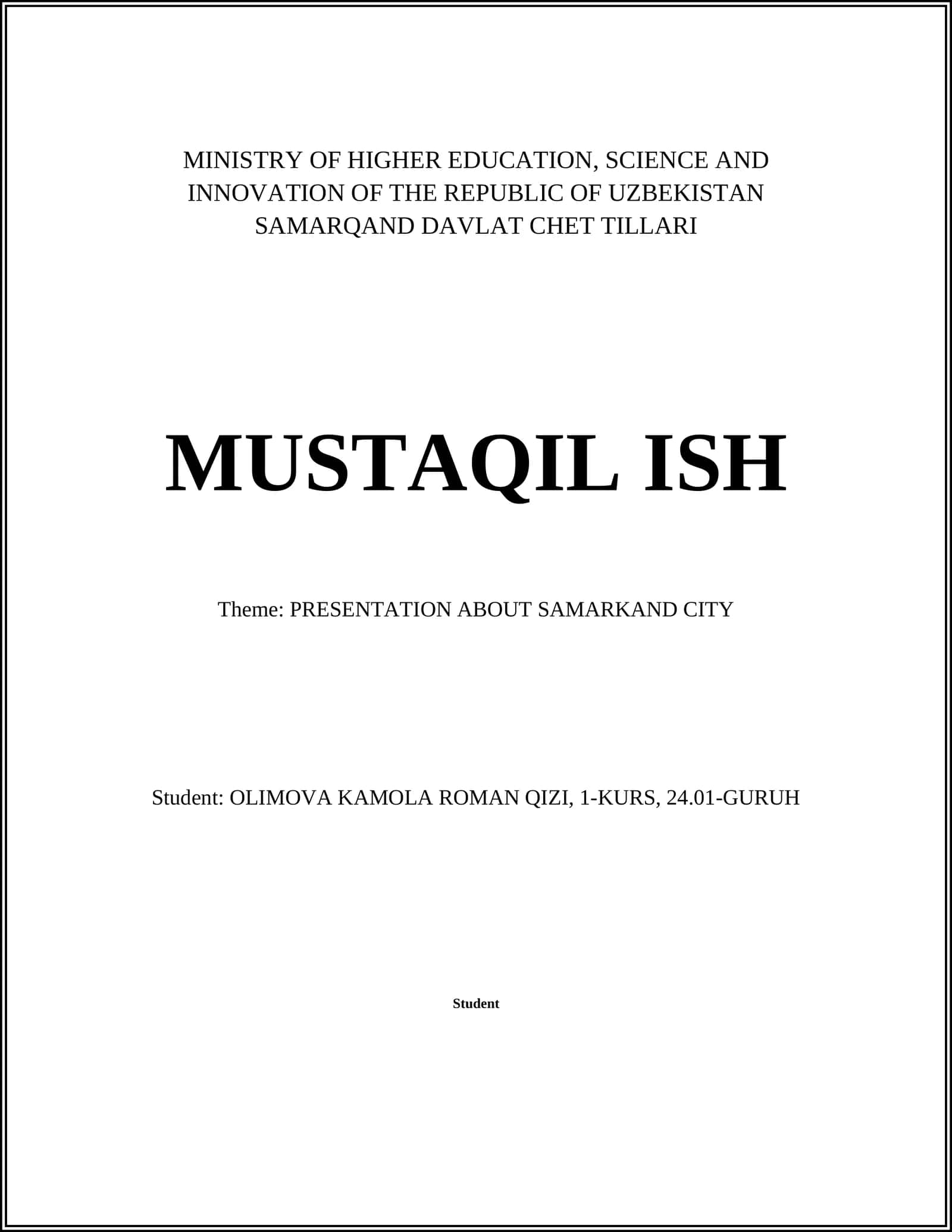 Presentation about Samarkand City