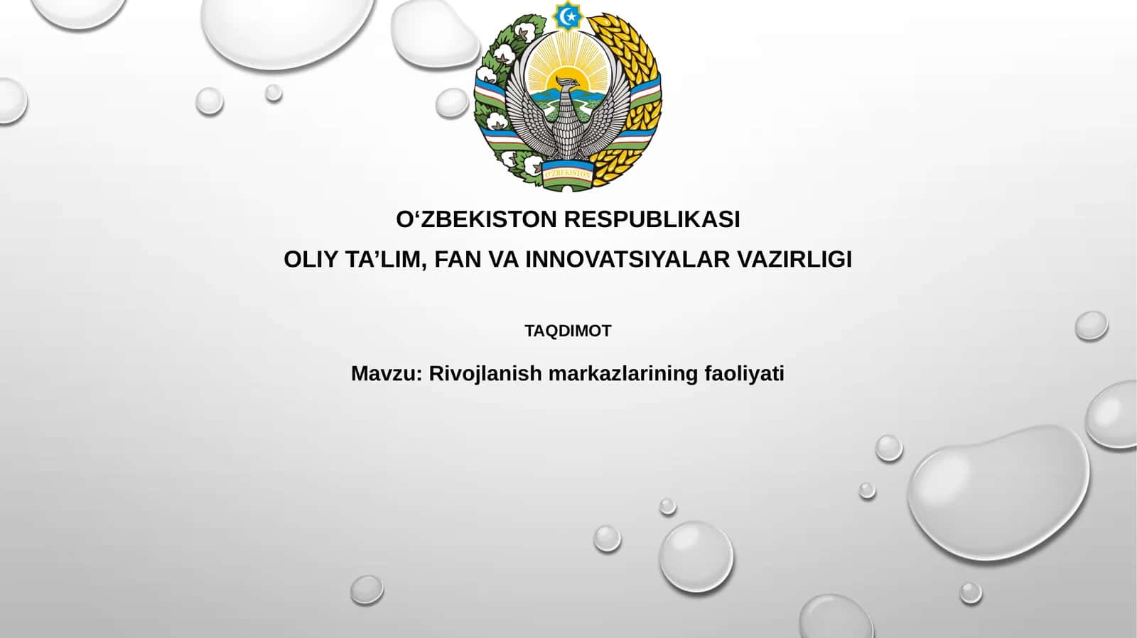 Rivojlanish markazlarining faoliyati