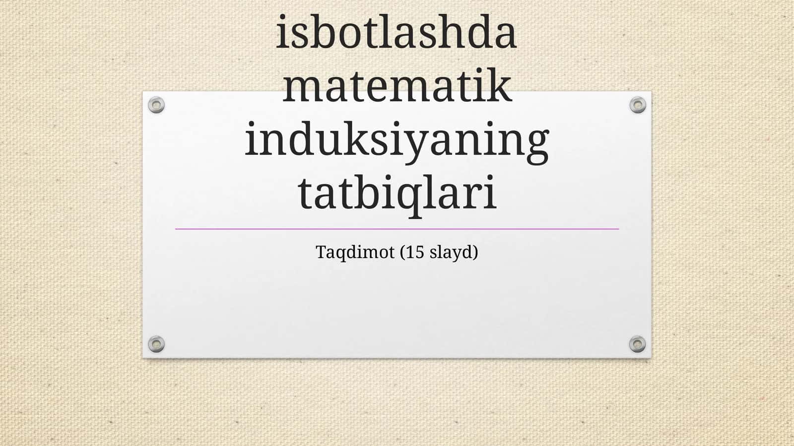 Geometrik isbotlashda matematik induksiyaning tatbiqlari