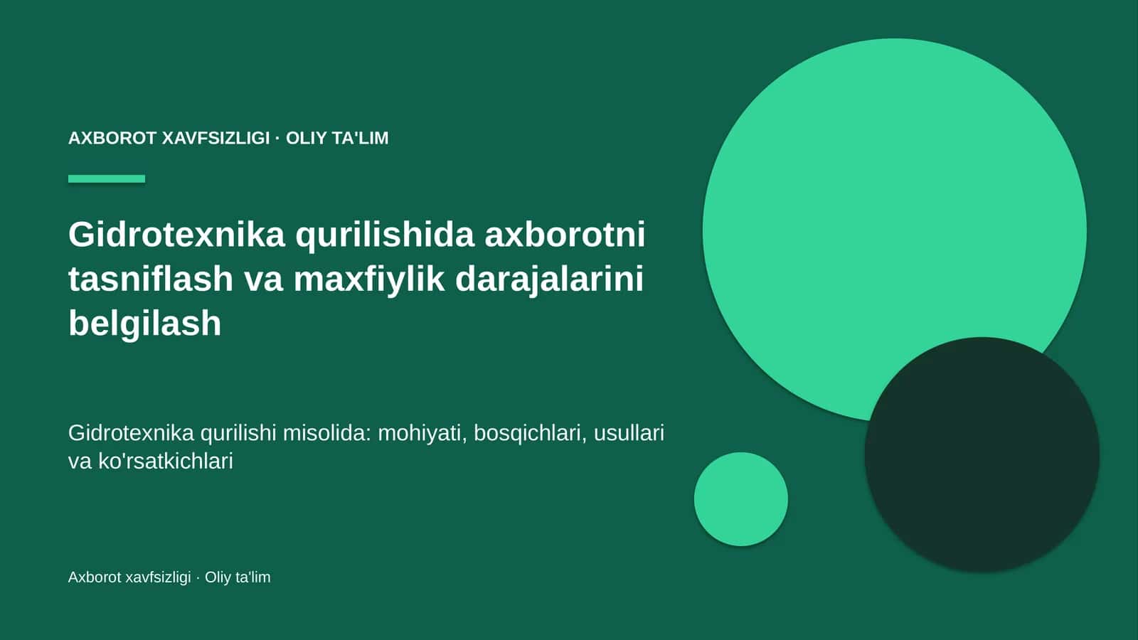 gidrotexnika qurilishida axborotni tasniflash va maxfiylik darajalarini belgilash 9812
