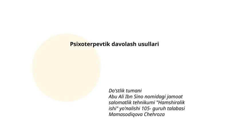 Psixoterpevtik davolash usullari