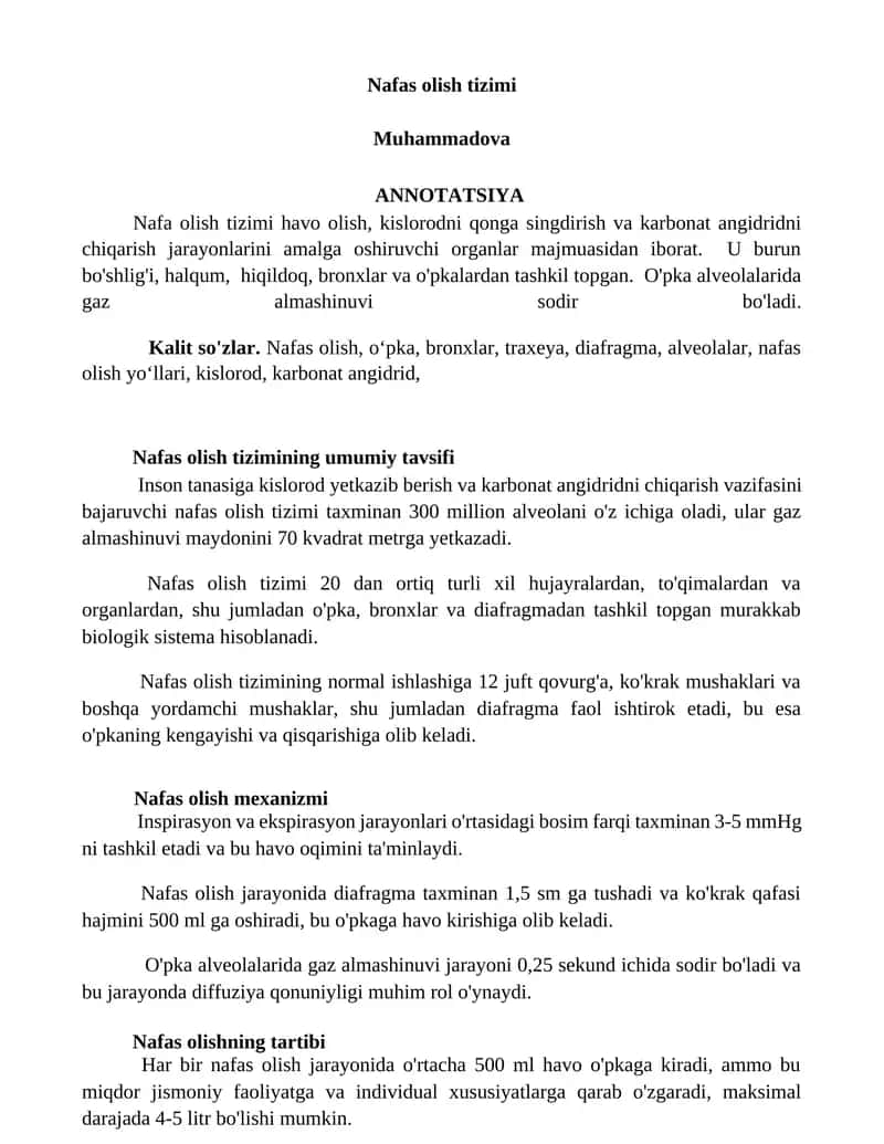Nafas olish tizimi