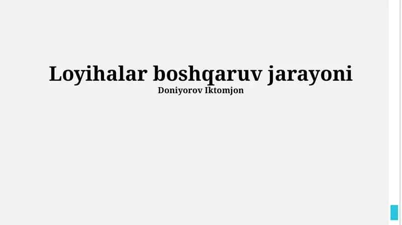 Loyihalar boshqaruv jarayoni