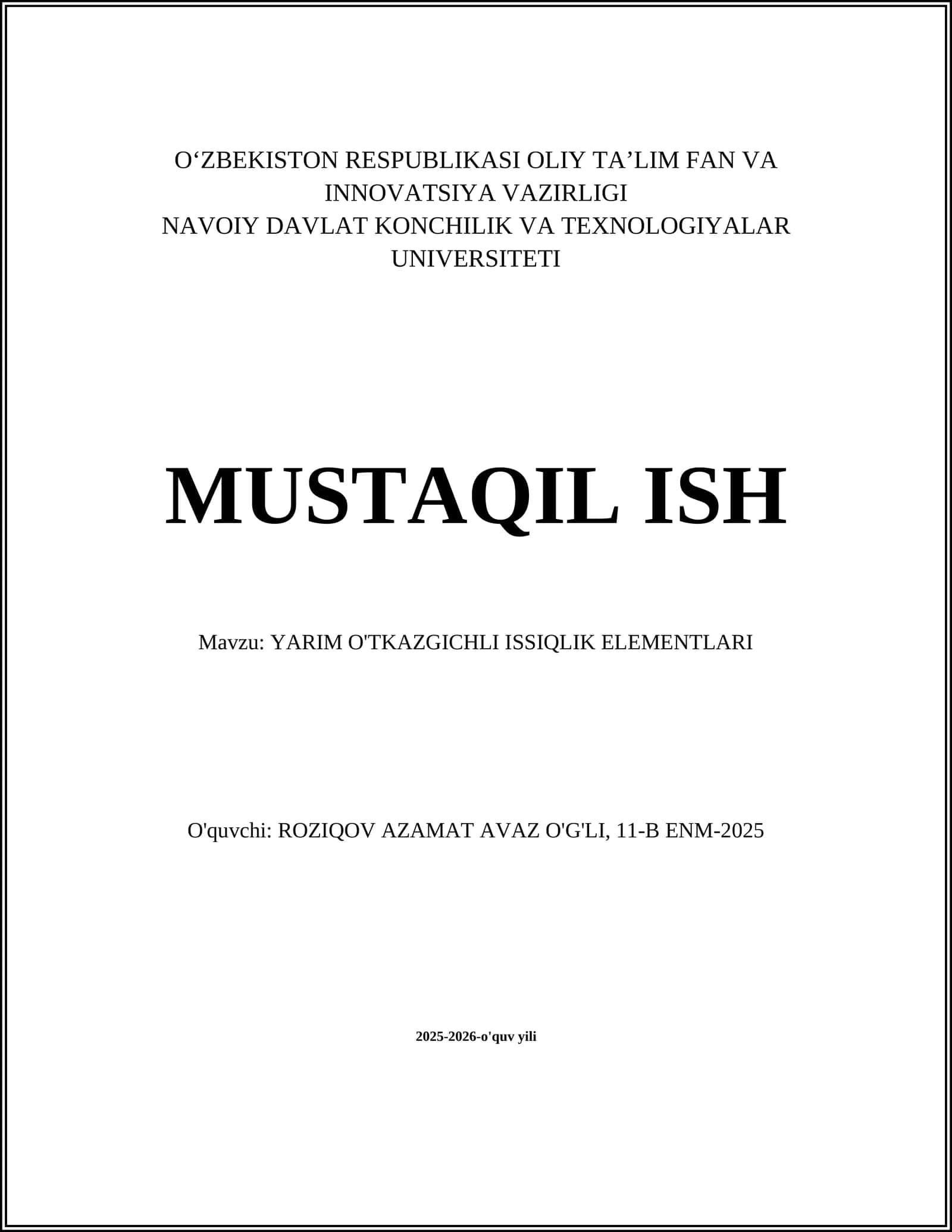 YARIM O'TKAZGICHLI ISSIQLIK ELEMENTLARI