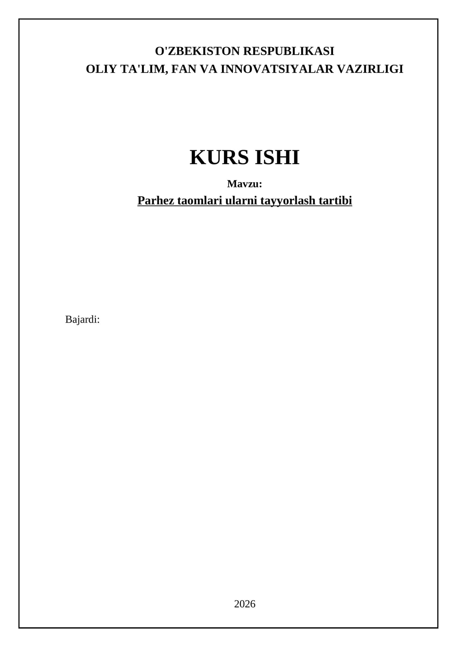 Parhez taomlari ularni tayyorlash tartibi