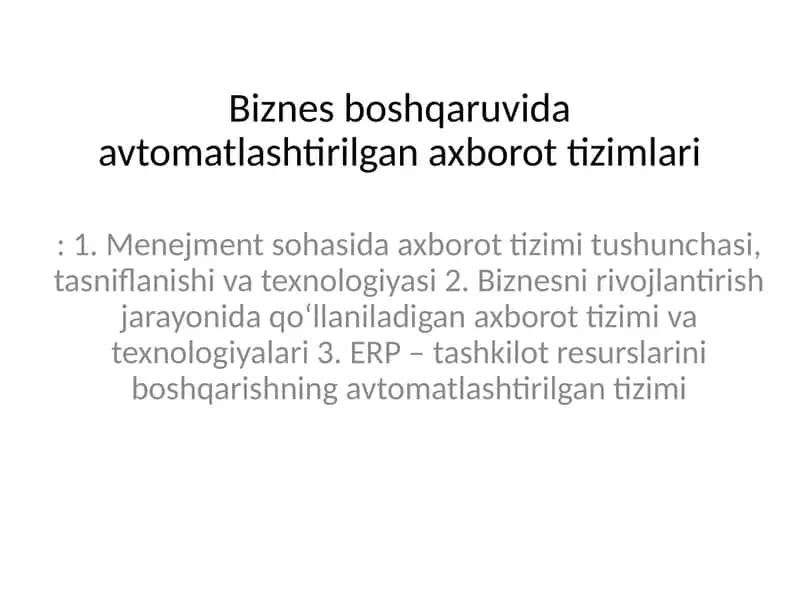 Avtomatlashtirilgan axborot tizimlari