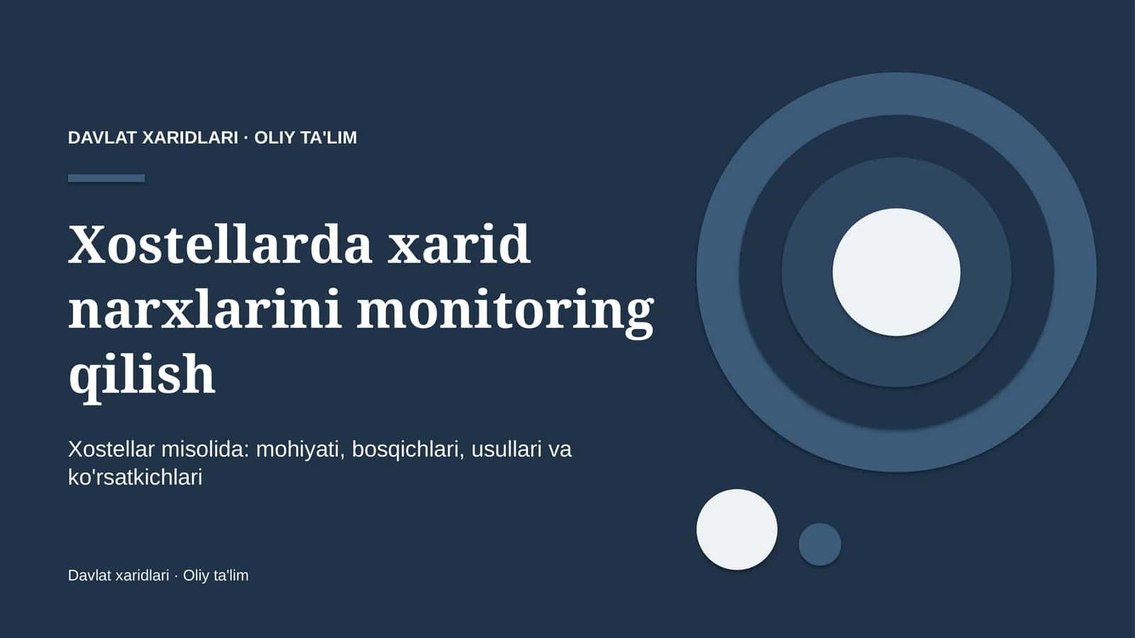 Xostellarda xarid narxlarini monitoring qilish