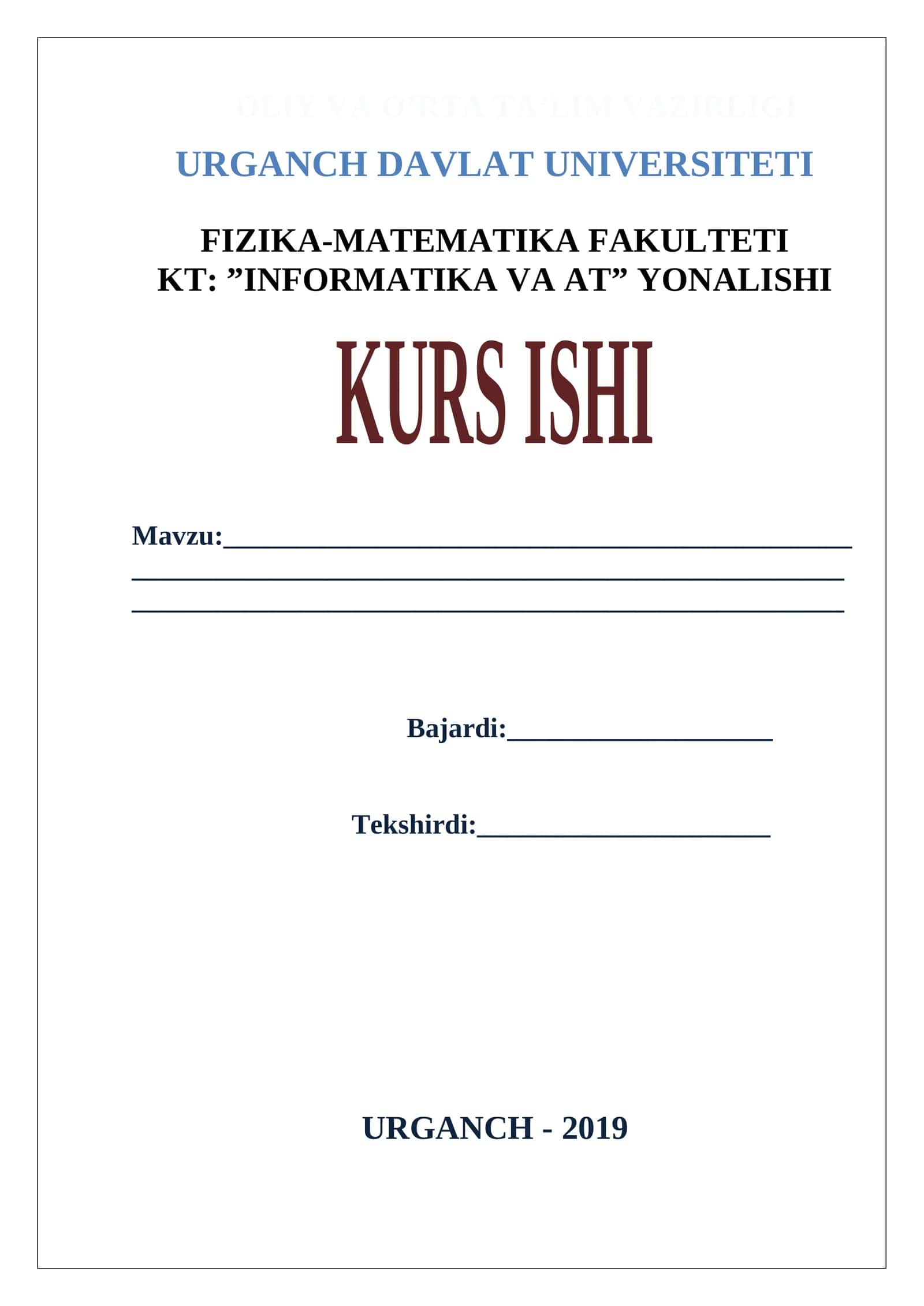 KT: ”INFORMATIKA VA AT” YONALISHI