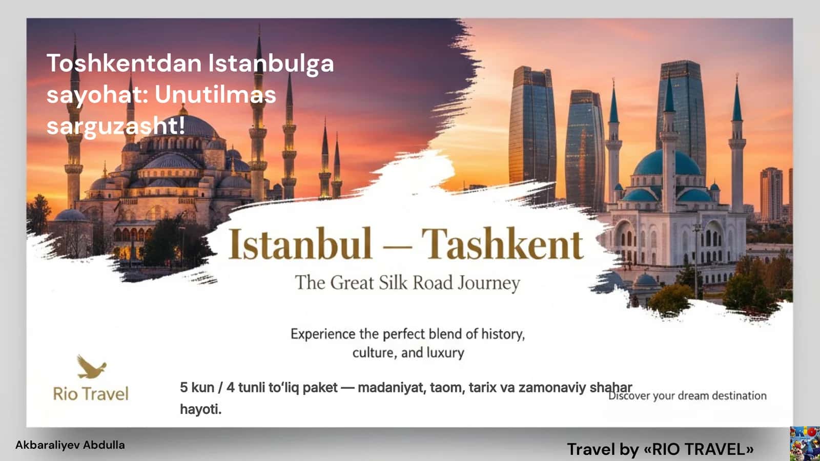 Tur dastur: Toshkent Istanbul