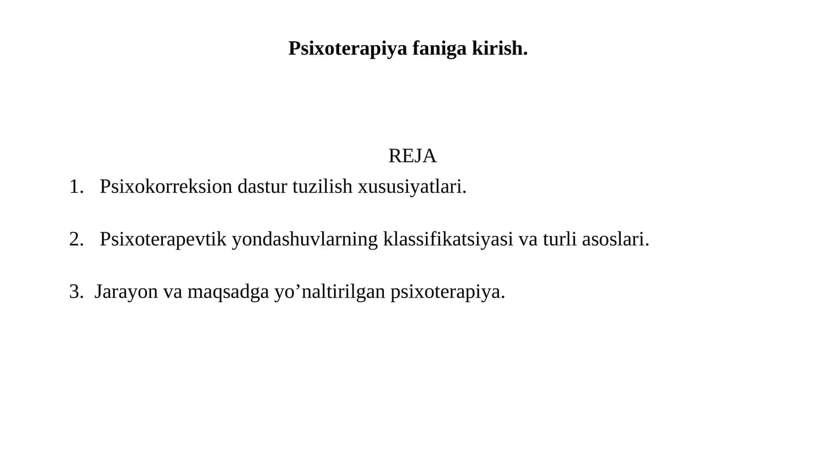 Psixoterapiya faniga kirish