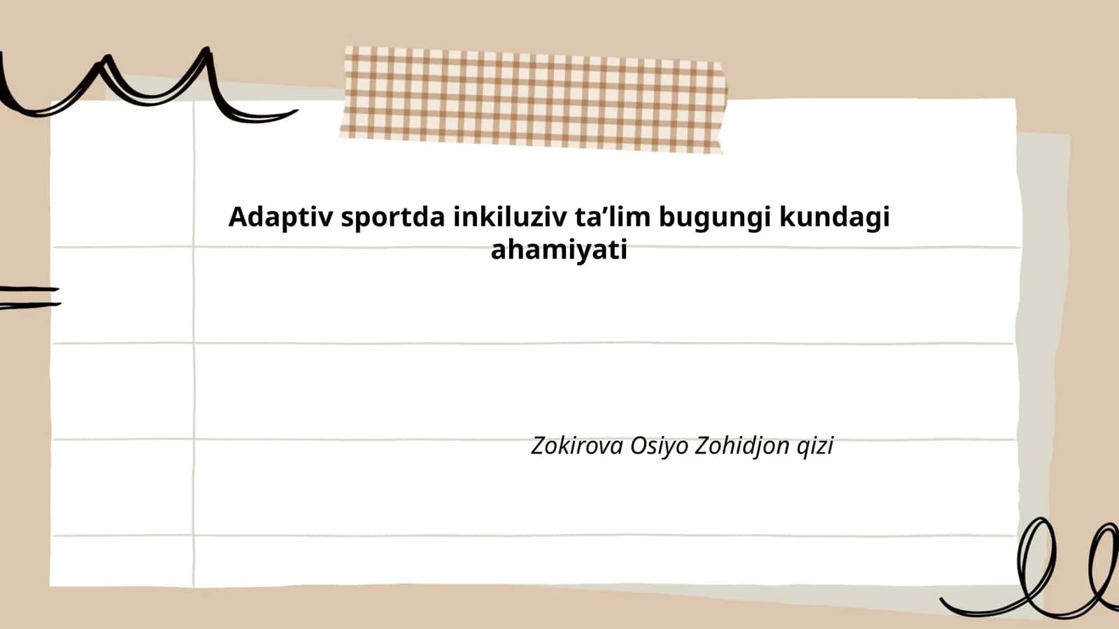 Adaptiv sportda inkiluziv ta’lim bugungi kundagi ahamiyati