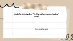 Abdulla Avloniyning "Turkiy guliston yoxud axloq" asari