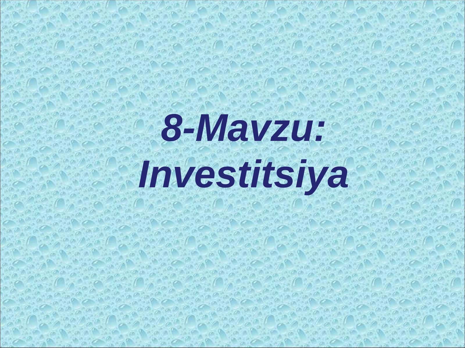 Investitsiya