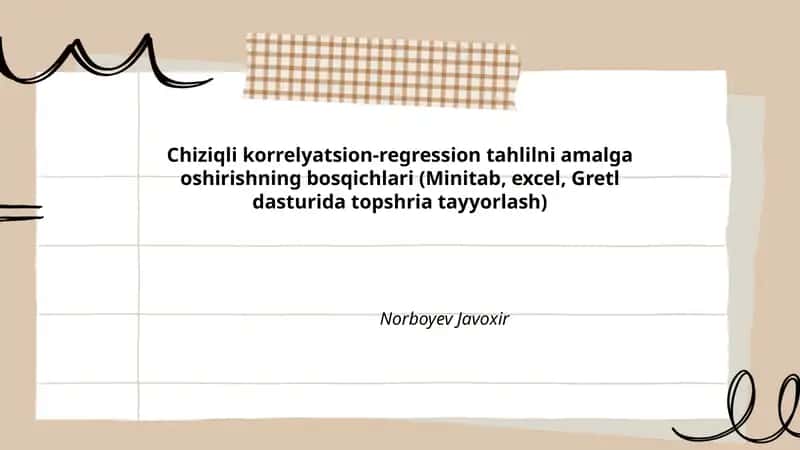 Chiziqli korrelyatsion-regression tahlilni amalga oshirishning bosqichlari