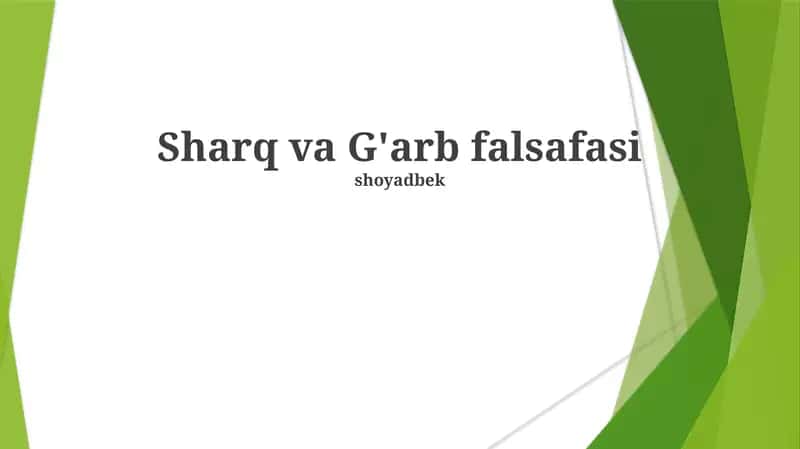 Sharq va G'arb falsafasi