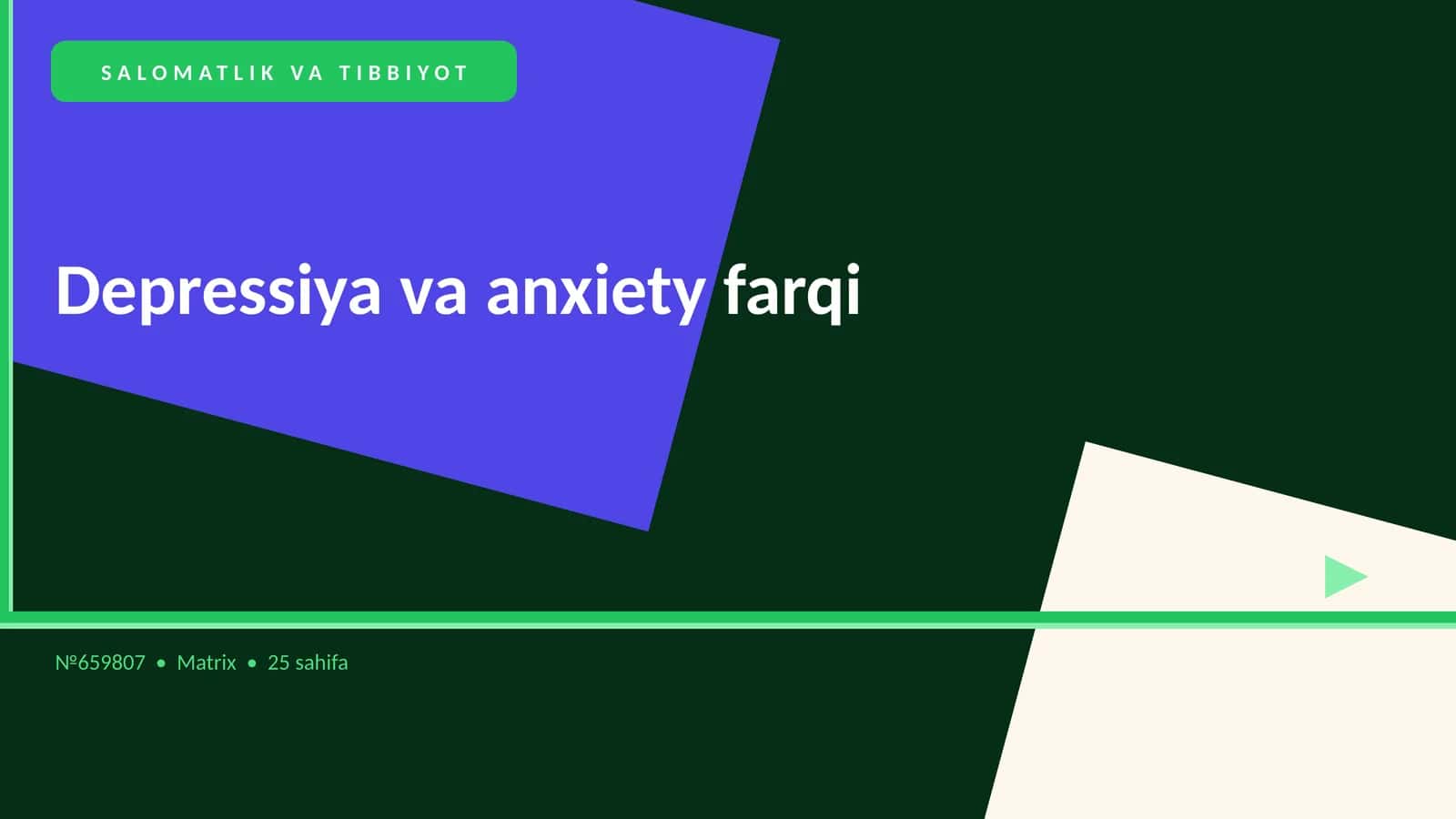 Depressiya va anxiety farqi