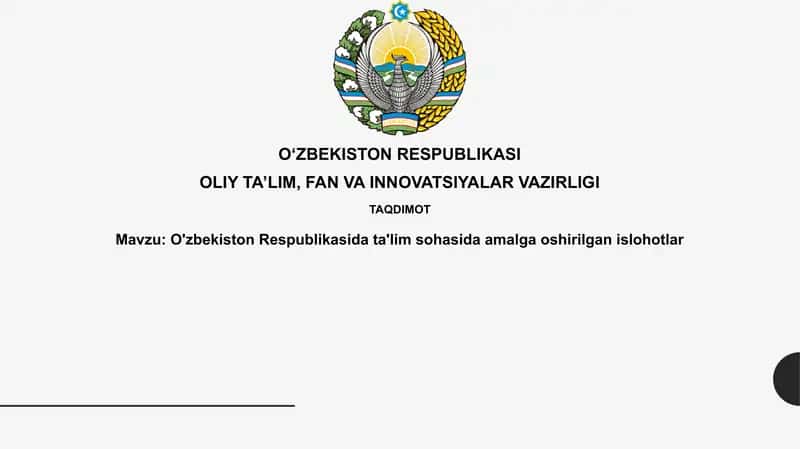 O'zbekiston Respublikasi ta'lim sohasidagi islohotlar