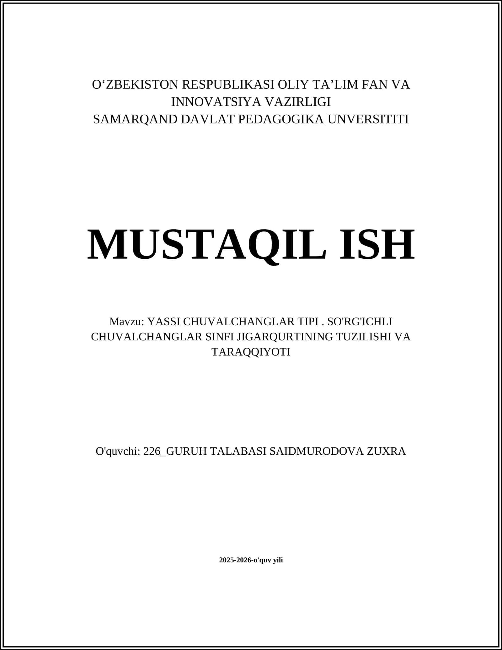 YASSI CHUVALCHANGLAR TIPI