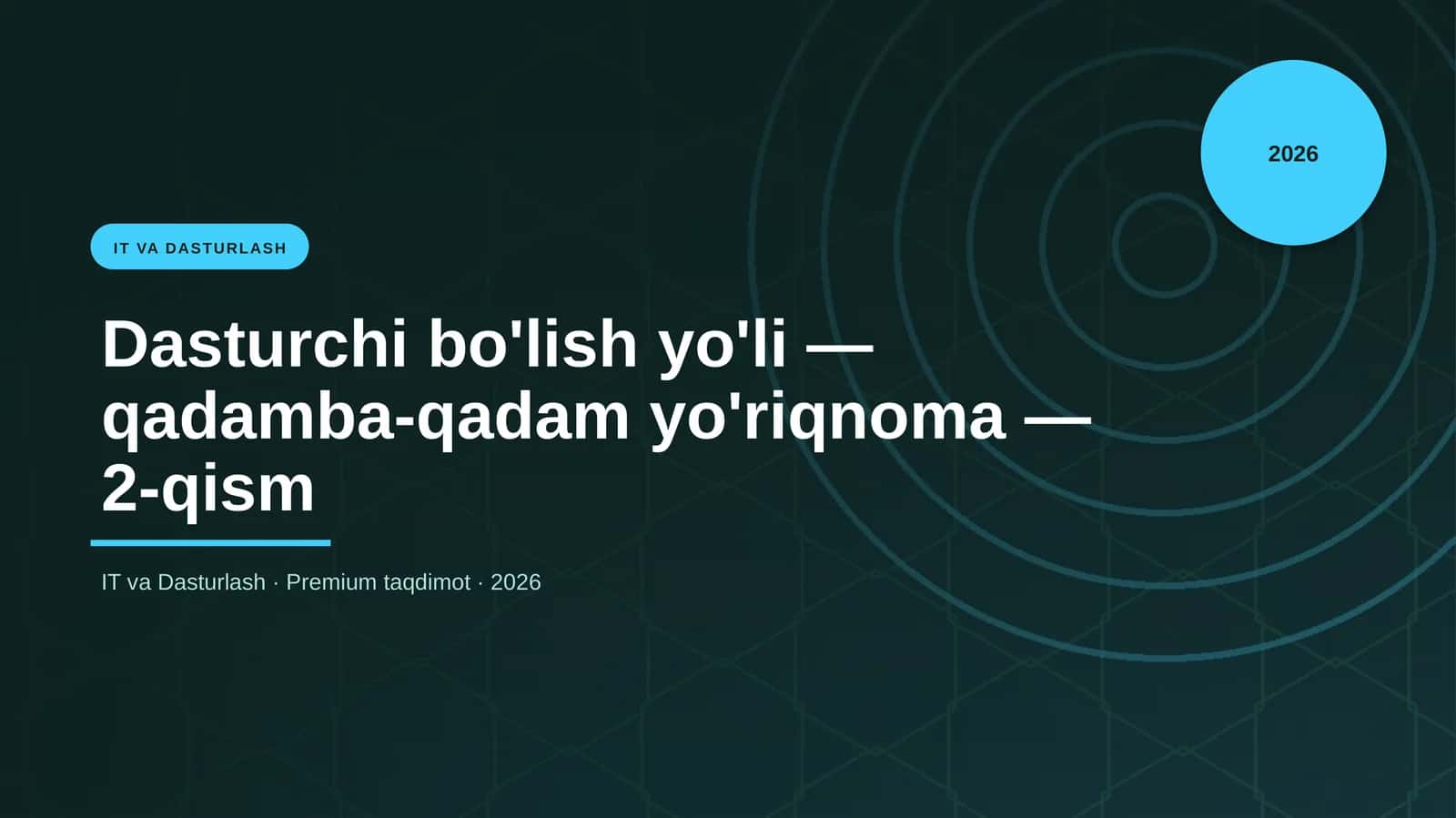 Dasturchi bo'lish yo'li — qadamba-qadam yo'riqnoma — 2-qism