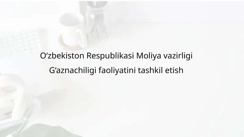 O‘zbekiston Respublikasi Moliya vazirligi G‘aznachiligi faoliyatini tashkil etish