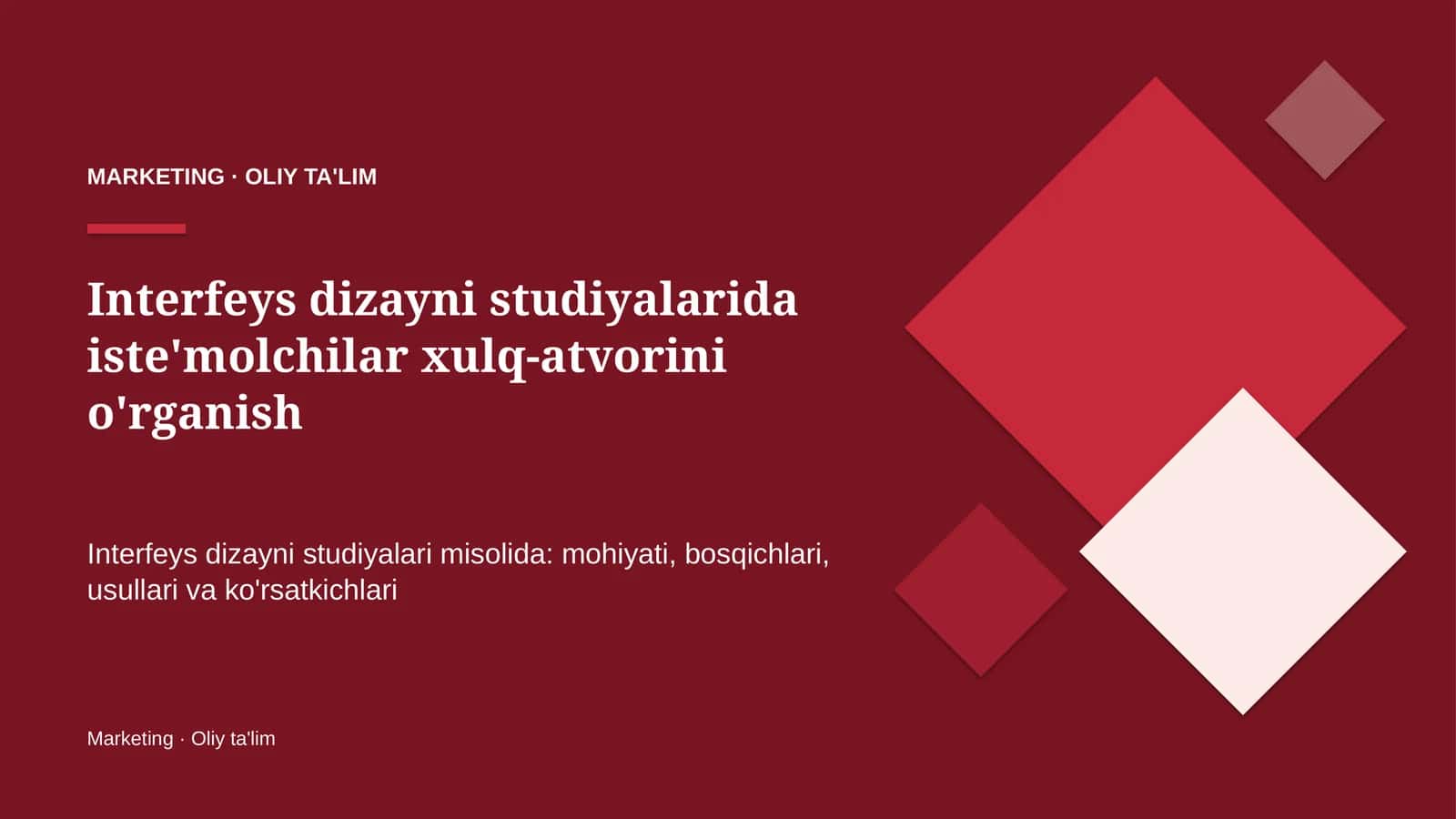 Interfeys dizayni studiyalarida iste'molchilar xulq-atvorini o'rganish