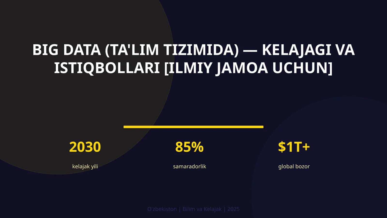 Big Data (ta'lim tizimida) — kelajagi va istiqbollari [ilmiy jamoa uchun]