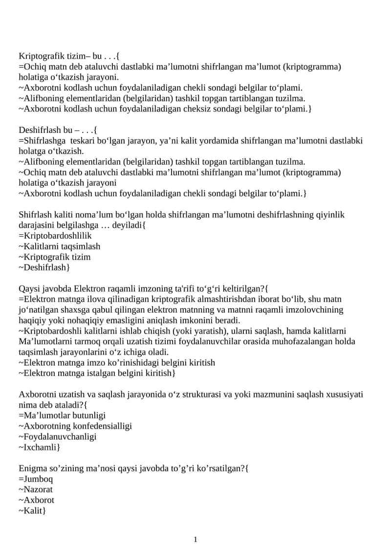 Kriptografik tizim testlar