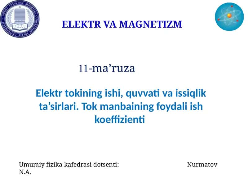 ELEKTR VA MAGNETIZM