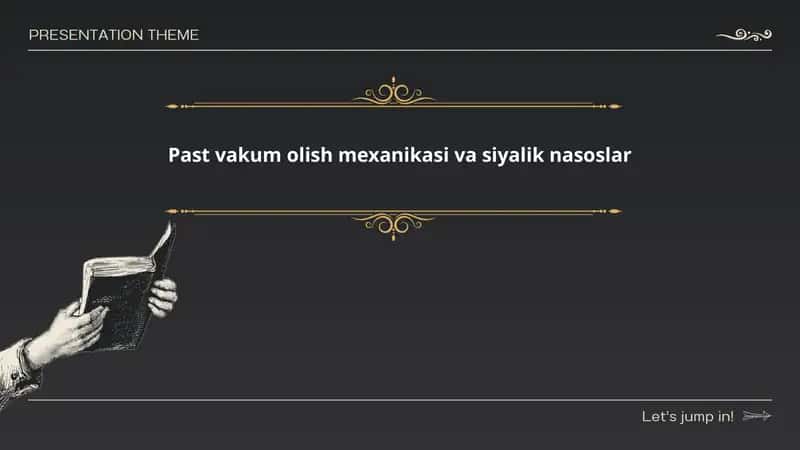 Past vakum olish mexanikasi va siyalik nasoslar