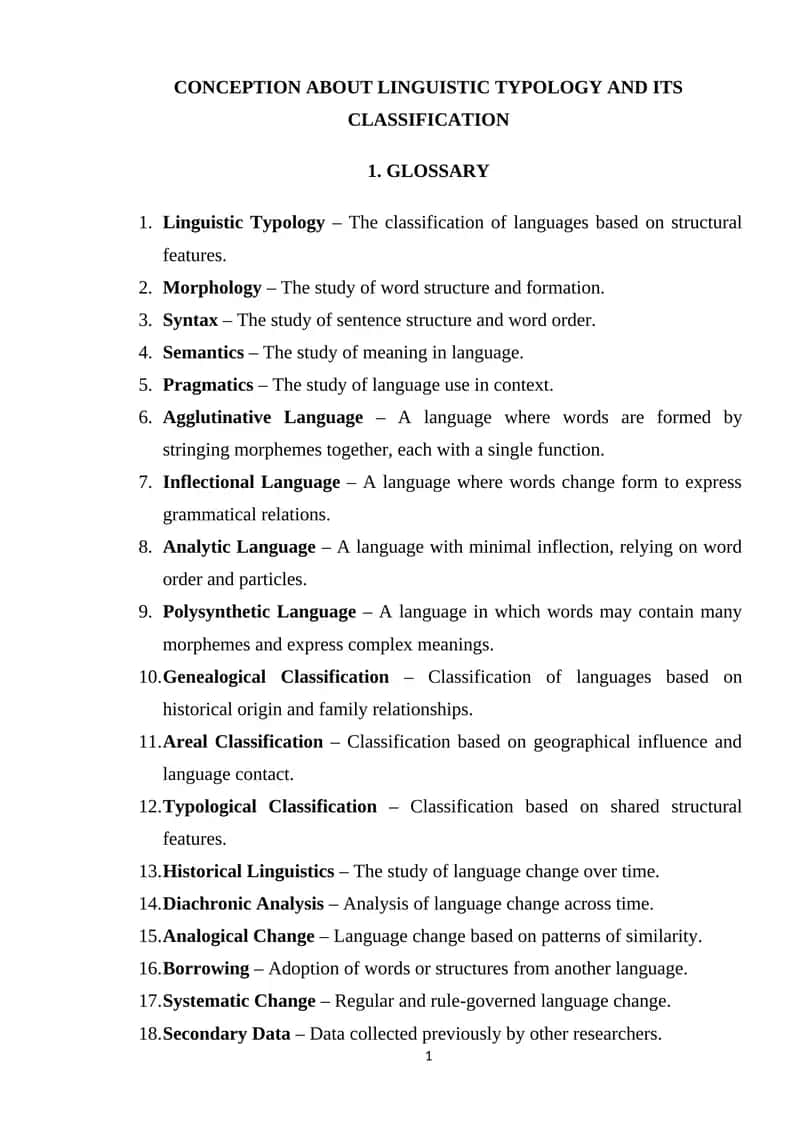 CONCEPTION ABOUT LINGUISTIC TYPOLOGY AND ITS CLASSIFICATION