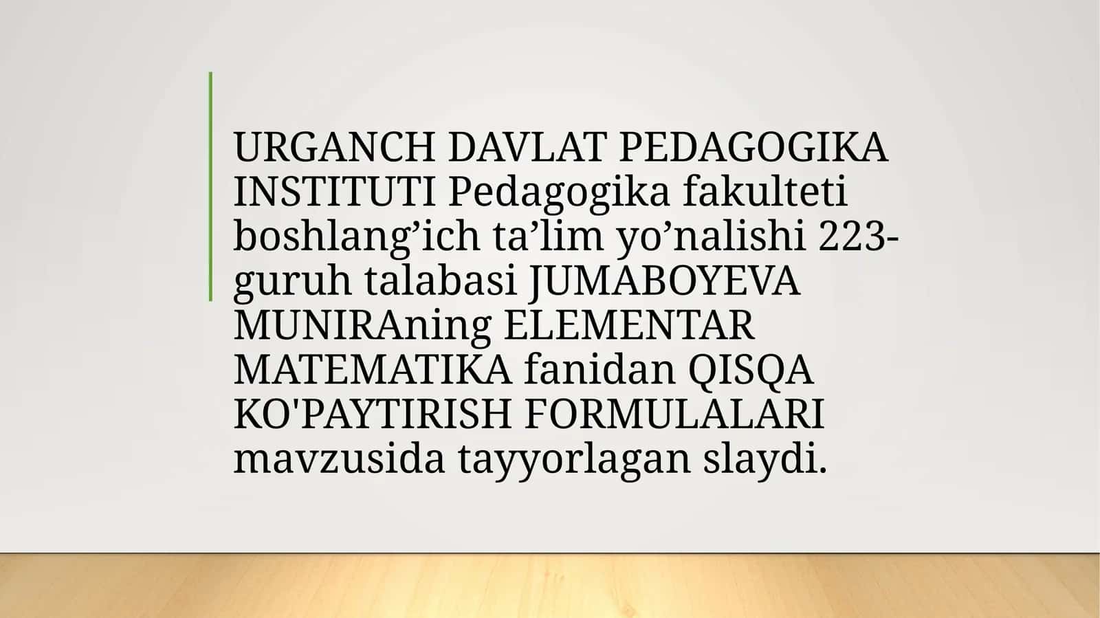 QISQA  KO'PAYTIRISH  FORMULALARI