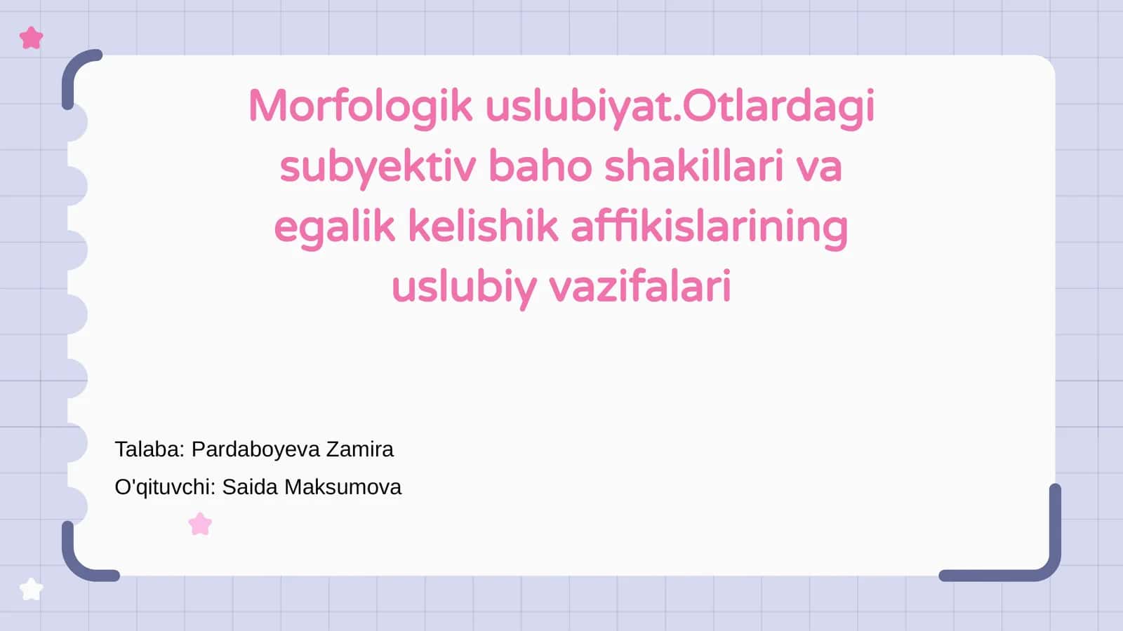 Morfologik Uslubiyat