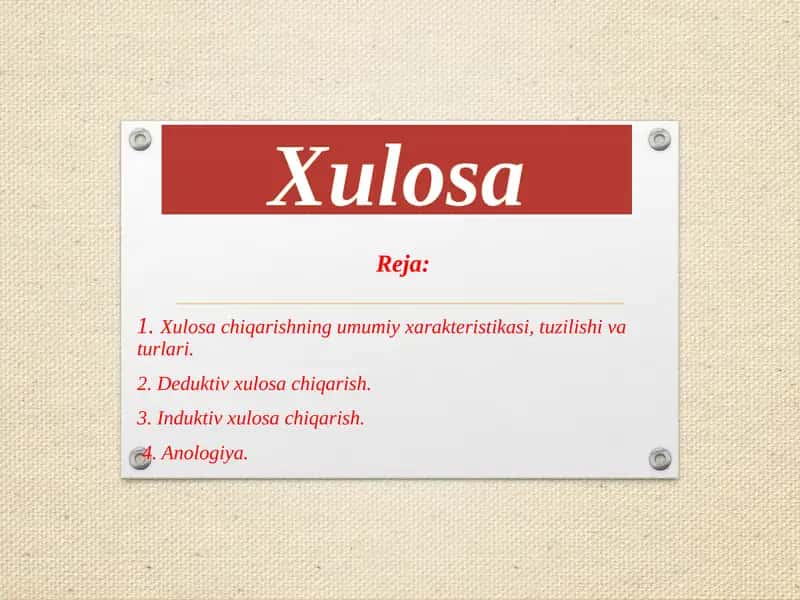 Xulosa haqida umumiy tushuncha