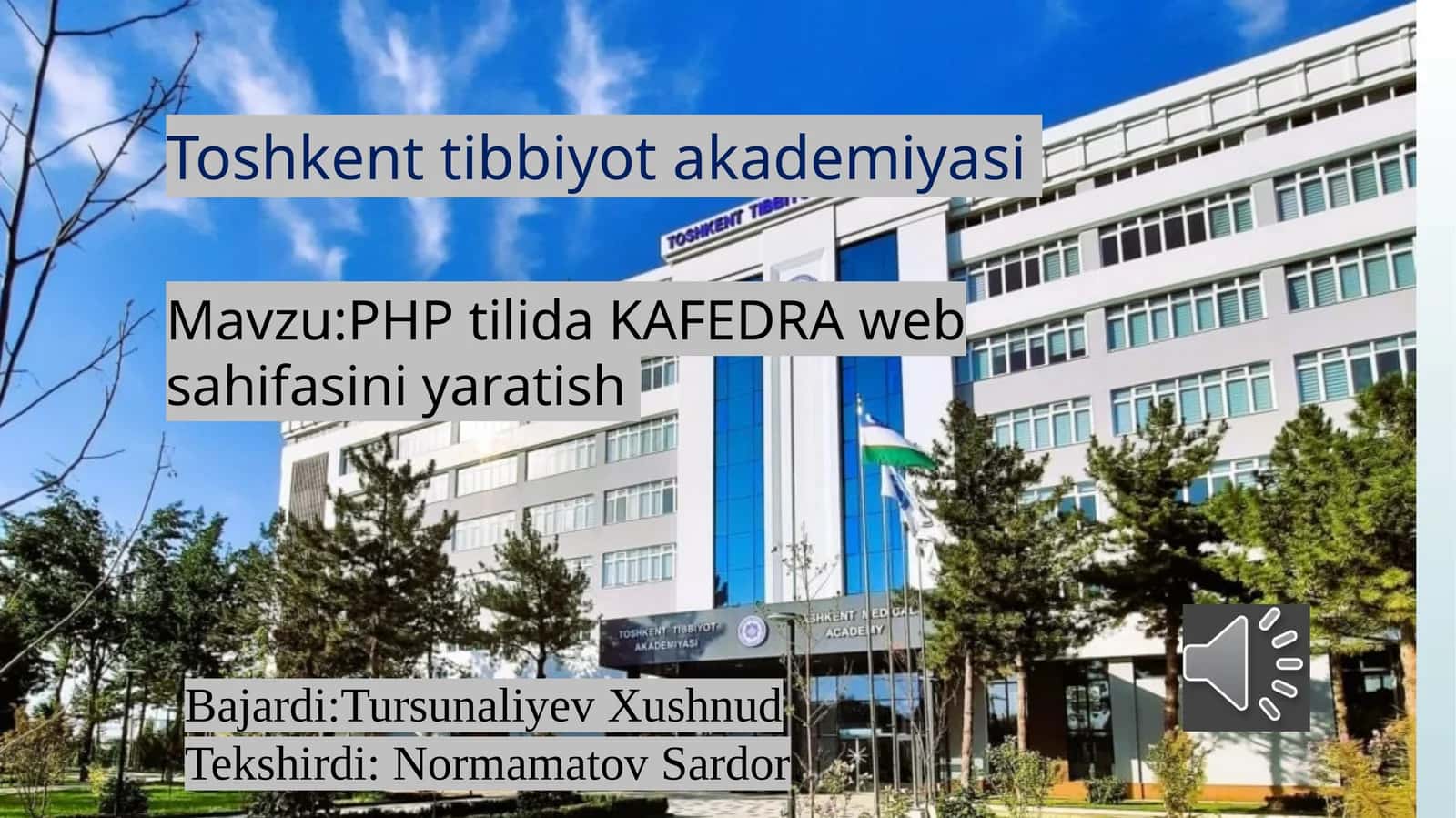 PHP tilida KAFEDRA vebsahifasini yaratish