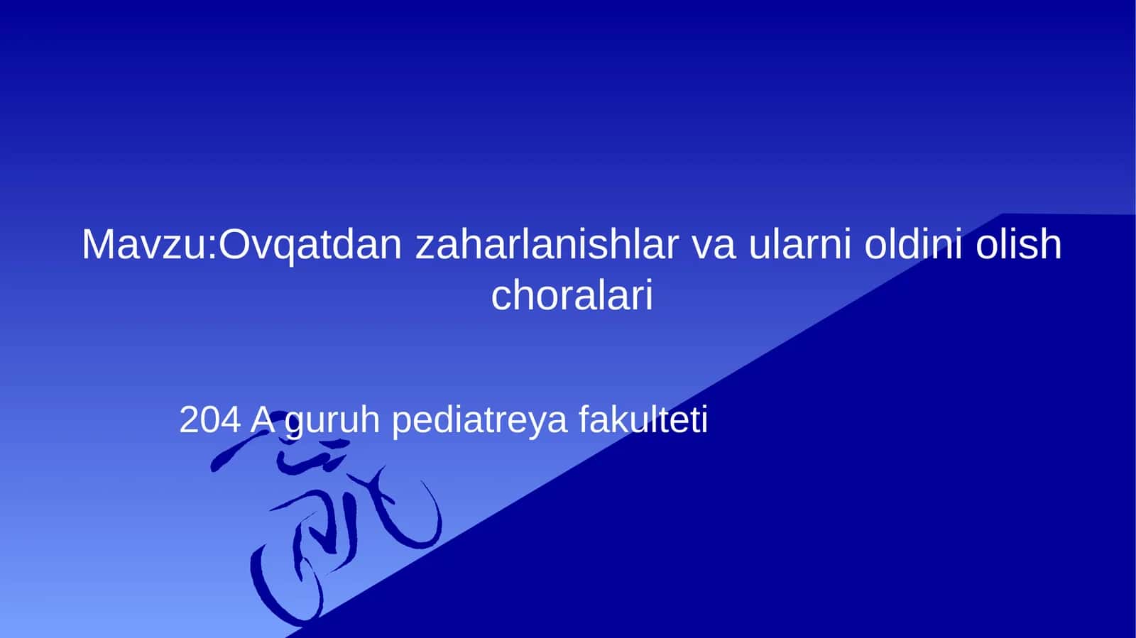 Ovqatdan zaharlanishlar va ularni oldini olish choralari