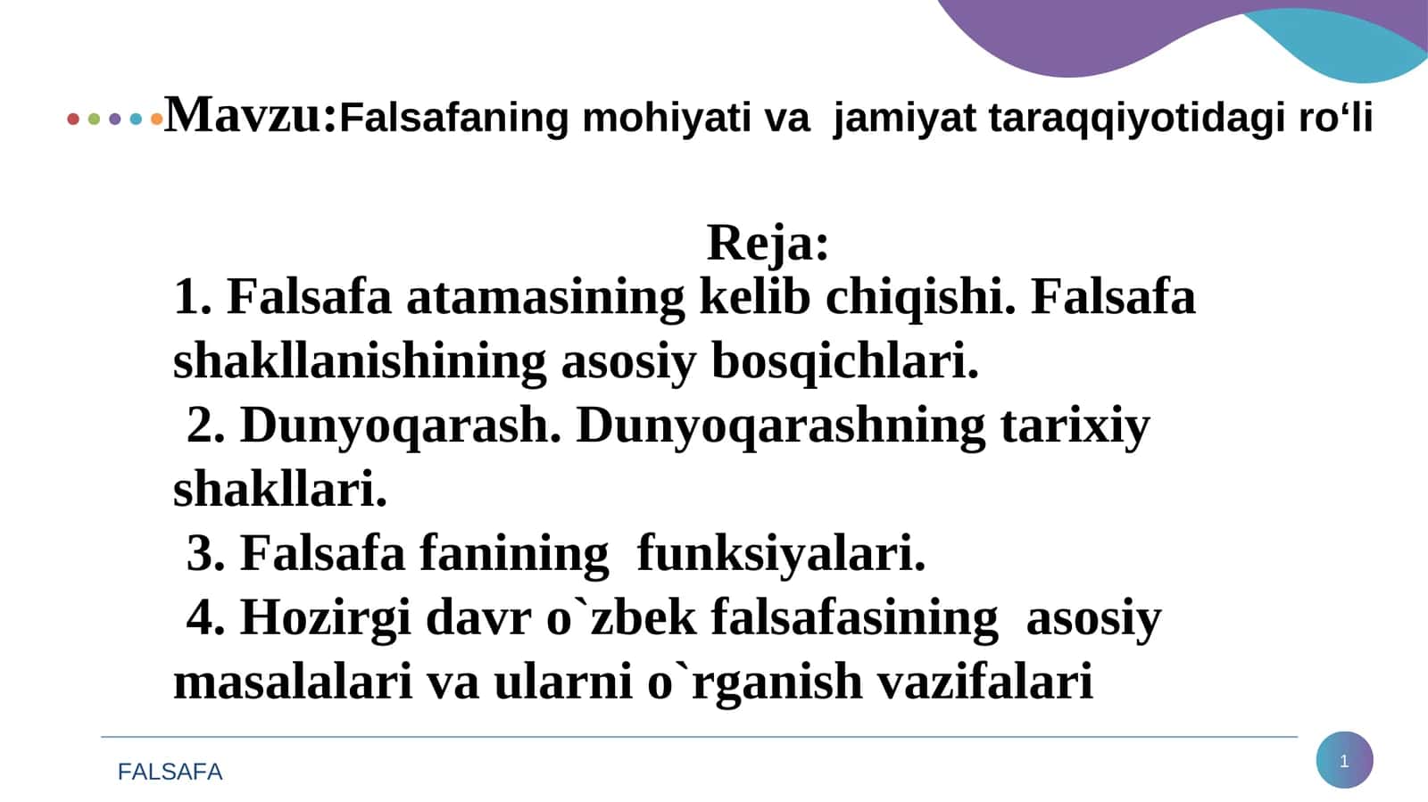 Falsafaning mohiyati va jamiyattaraqqiyoti