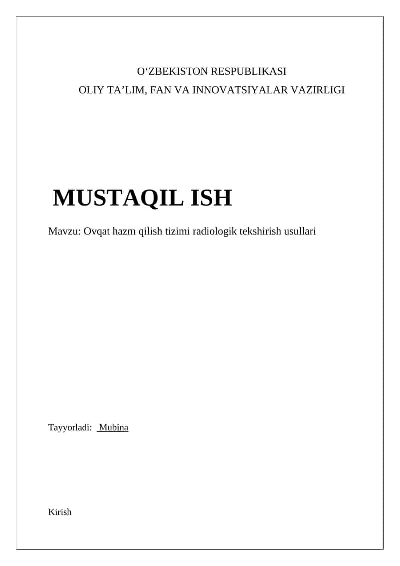 Ovqat hazm qilish tizimi radiologik tekshirish usullari