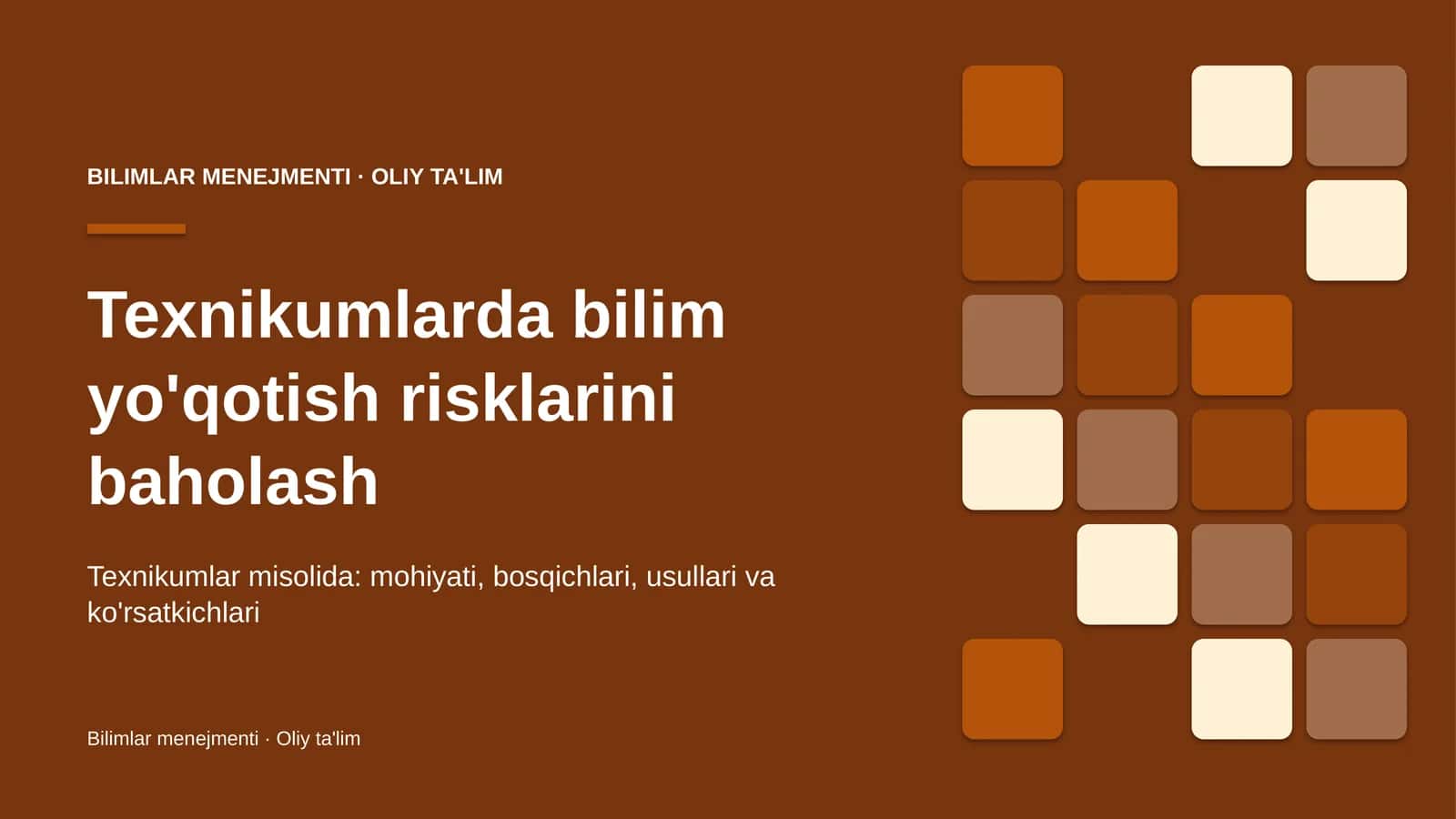Texnikumlarda bilim yo'qotish risklarini baholash