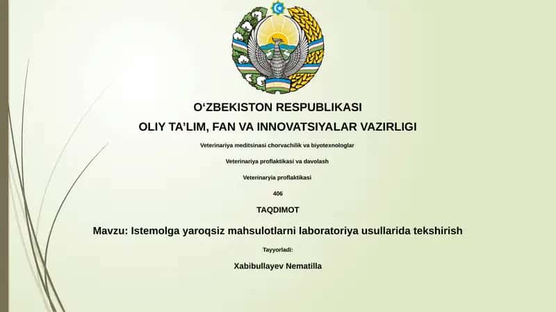 Istemolga yaroqsiz mahsulotlarni laboratoriya usullarida tekshirish