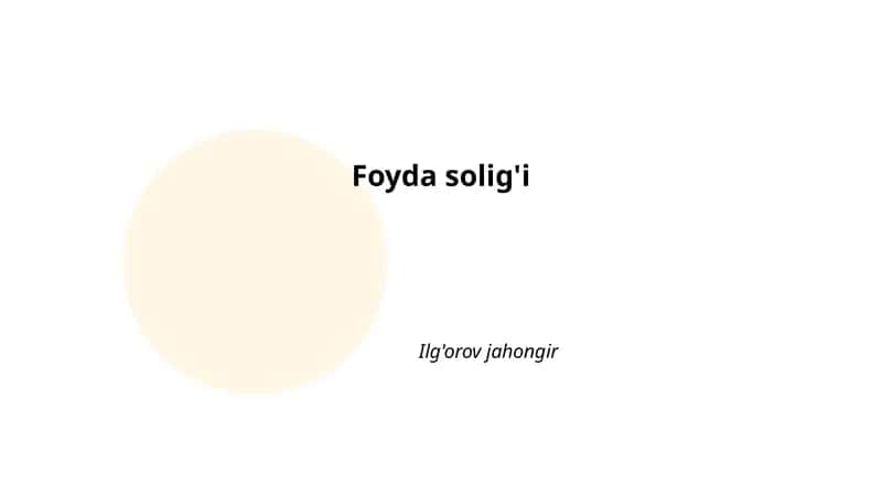 Foyda solig‘i